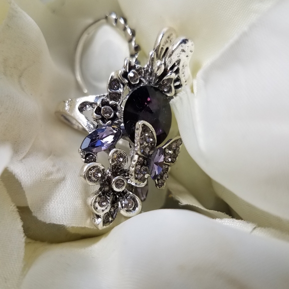 2Pcs/set Crystal butterfly retro index finger ring - Picture 8 of 9